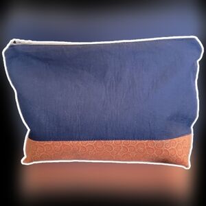 Blue and Orange Blocked Zippered Pouch